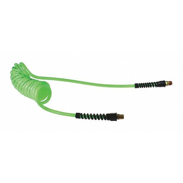 Coilhose Pneumatics Flexcoil 1/4" ID x 50' 1/4" MPT Rdg/Swivel Green CO PU14-50A-G