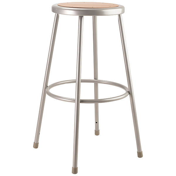 National Public Seating Round Stool, Height Range 30", Hardboard Gray 6230