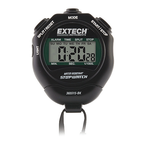 Extech Stopwatch/Clock with Backlit Display 365515-BK | Zoro