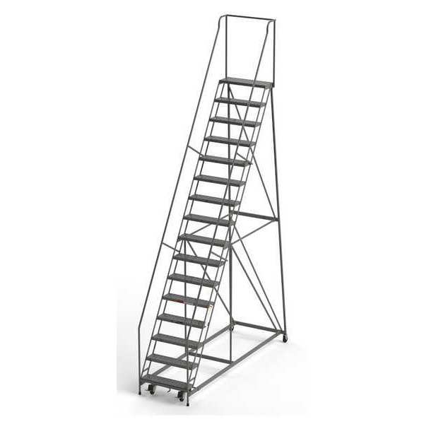 Ega Industrial Rolling Ladder, 16 Steps, 30"W Perforated Tread, Unassembled, 450 lbs. Capacity B16032HKD