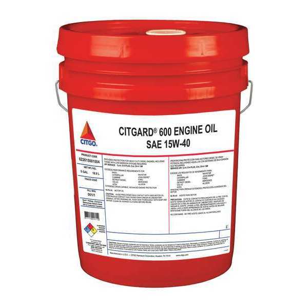 Citgo Citgard 600 15W-40, 5 Gal.. Pail 622615001004