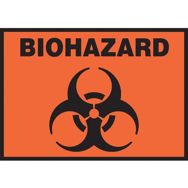 Accuform Biohazard Label, 3-1/2x5 in, Adhesive Vinyl, 5/PK LBHZ506VSP