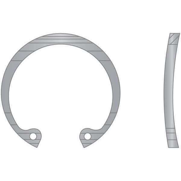 Rotor Clip Internal Retaining Ring, Steel, Plain Finish, 0.375 in Bore Dia. BHO-037-SS