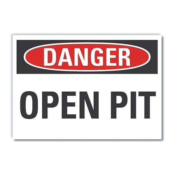 Lyle Open Pit Danger Reflective Label, 5 in Height, 7 in Width, Reflective Sheeting, English LCU4-0315-RD_7X5