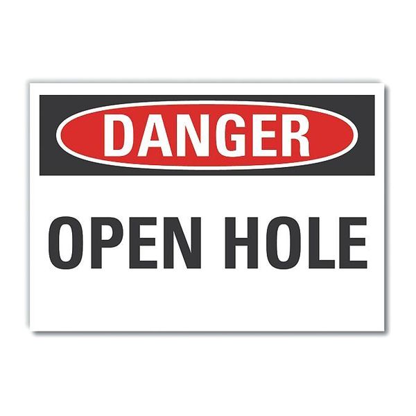 Lyle Open Hole Danger Label, 10 in H, 14 in W, Polyester, Horizontal Rectangle, LCU4-0330-ND_14X10 LCU4-0330-ND_14X10