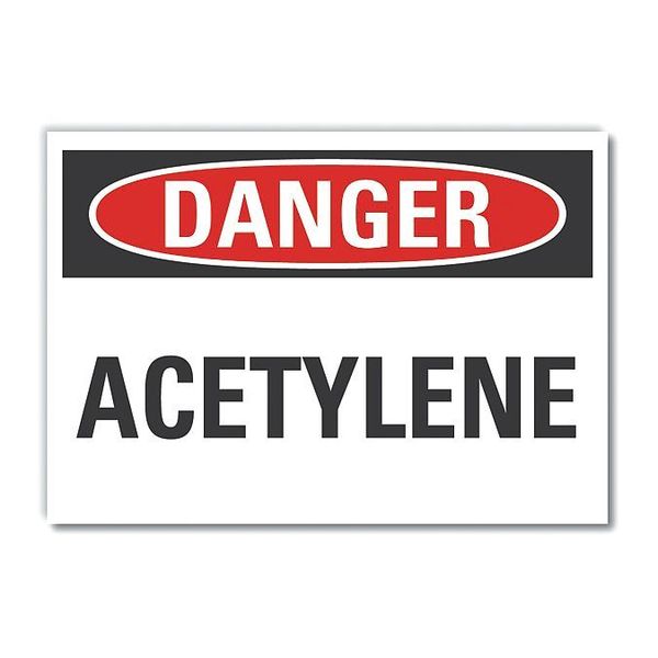 Lyle Acetylene Danger Label, 5 in H, 7 in W, Polyester, Horizontal Rectangle, English, LCU4-0324-ND_7X5 LCU4-0324-ND_7X5