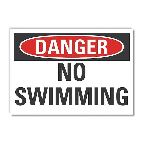 Lyle No Swimming Danger Reflective Label, 5 in Height, 7 in Width, Reflective Sheeting, English LCU4-0343-RD_7X5