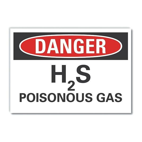 Lyle H(2)S Poisonous Gas Danger Reflective Label, 10 in H, 14 in W, LCU4-0421-RD_14X10 LCU4-0421-RD_14X10