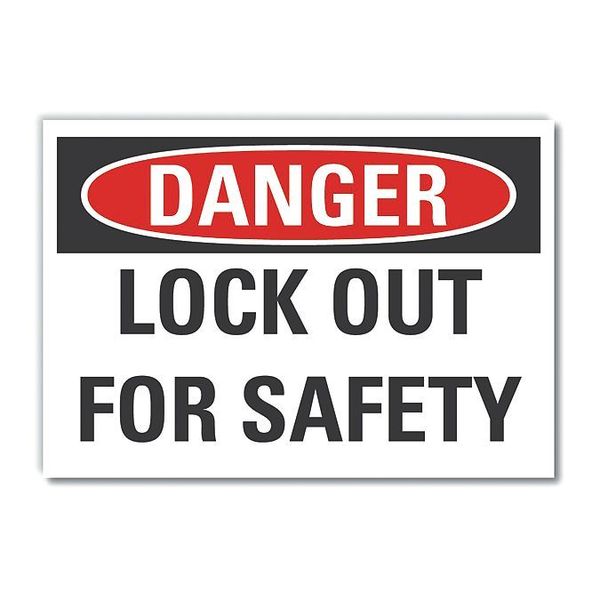 Lyle Lockout Tagout Danger Reflective Label, 5 in Height, 7 in Width, Reflective Sheeting, English LCU4-0425-RD_7X5