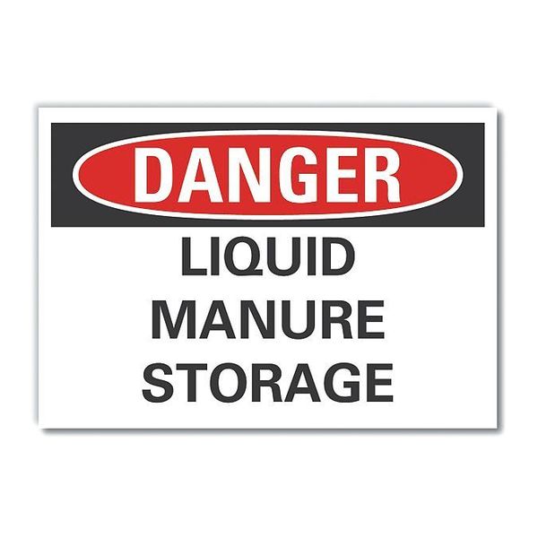 Lyle Liquid Manure Danger Reflective Label, 10 in Height, 14 in Width, Reflective Sheeting, English LCU4-0452-RD_14X10