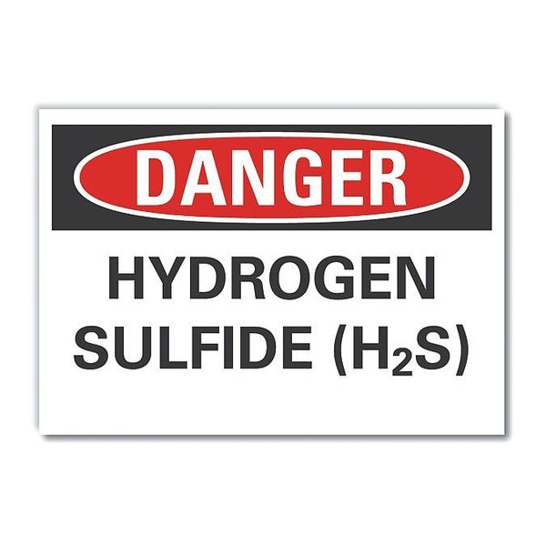 Lyle Hydrogen Sulfide (H2S) Danger Label, 5 in Height, 7 in Width, Polyester, Horizontal Rectangle LCU4-0474-ND_7X5
