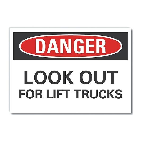 Lyle Lift Truck Traffic Danger Label, 5 in H, 7 in W, Polyester, Rectangle, LCU4-0476-ND_7X5 LCU4-0476-ND_7X5