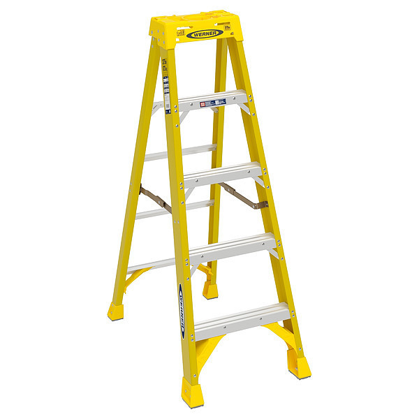 Werner 5 ft Fiberglass Stepladder, 375 lb Capacity 6305