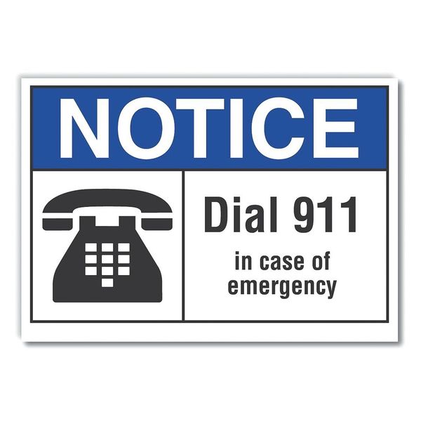 Lyle Dial 911 Notice, Decal, 14"x10", LCU5-0018-ND_14X10 LCU5-0018-ND_14X10