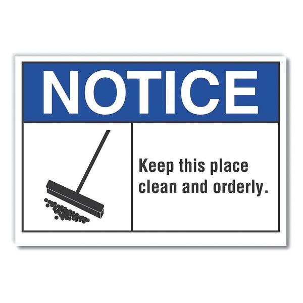 Lyle Cleaning Notice Reflective Label, 7 in H, 10 in W, Vertical Rectangle, LCU5-0022-RD_10X7 LCU5-0022-RD_10X7
