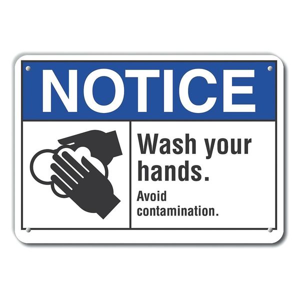 Lyle Wash Your Hands Notice, Aluminum, 14"x10", LCU5-0034-NA_14X10 LCU5-0034-NA_14X10