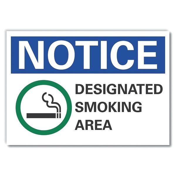 Lyle Smoking Area Notice Reflective Label, 5 in H, 7 in W, Reflective Sheeting, English, LCU5-0069-RD_7X5 LCU5-0069-RD_7X5