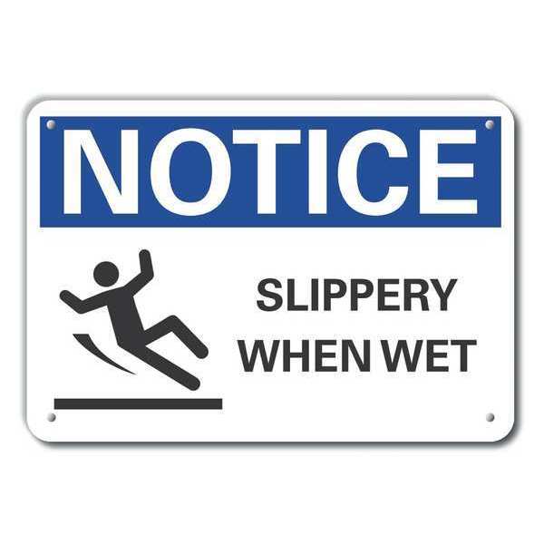 Lyle Aluminum Slippery Floor Notice Sign, 10 in Height, 14 in Width, Aluminum, Horizontal Rectangle LCU5-0063-NA_14X10