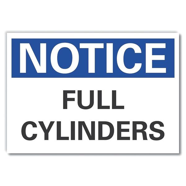 Lyle Cylinder Handling Notice Label, 10 in H, 14 in W, Polyester, Horizontal, English, LCU5-0091-ND_14X10 LCU5-0091-ND_14X10