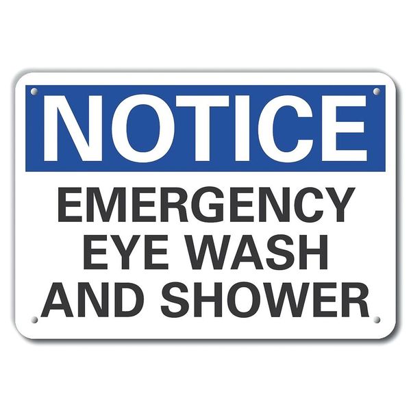 Lyle Eye Wash Sign, 7 in Height, 10 in Width, Aluminum, Vertical Rectangle, English LCU5-0144-RA_10X7