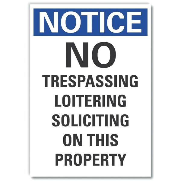 Lyle No Trespassing Notice Label, 7 in Height, 5 in Width, Polyester, Vertical Rectangle, English LCU5-0247-ND_7X5