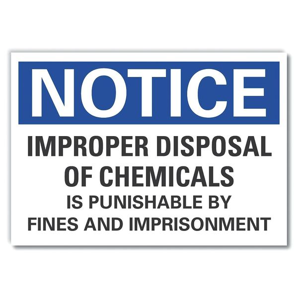 Lyle Chemical Disposal Notice Reflective Label, 10 in Height, 14 in Width, Reflective Sheeting, English LCU5-0287-RD_14X10