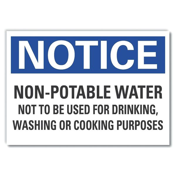 Lyle Non-Potable Water Notice, Decal, 5"x3.5", Header Background Color: Blue, LCU5-0291-ND_5X3.5 LCU5-0291-ND_5X3.5