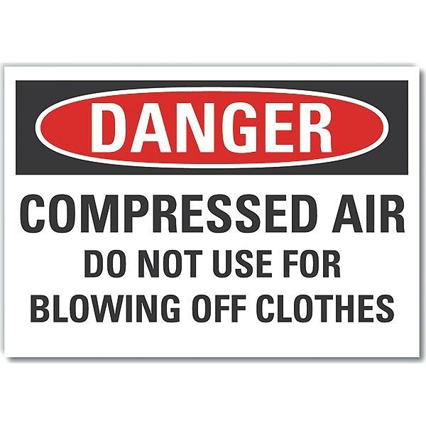 Lyle Compressed Air Danger Reflective Label, 3 1/2 in H, 5 in W, English, LCU4-0637-RD_5X3.5 LCU4-0637-RD_5X3.5