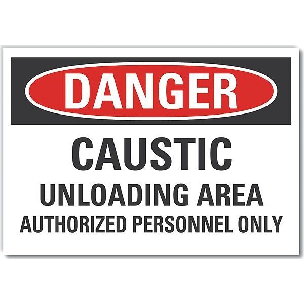 Lyle Caustic Danger Label, 10 in H, 14 in W, Polyester, Horizontal Rectangle, English, LCU4-0629-ND_14X10 LCU4-0629-ND_14X10