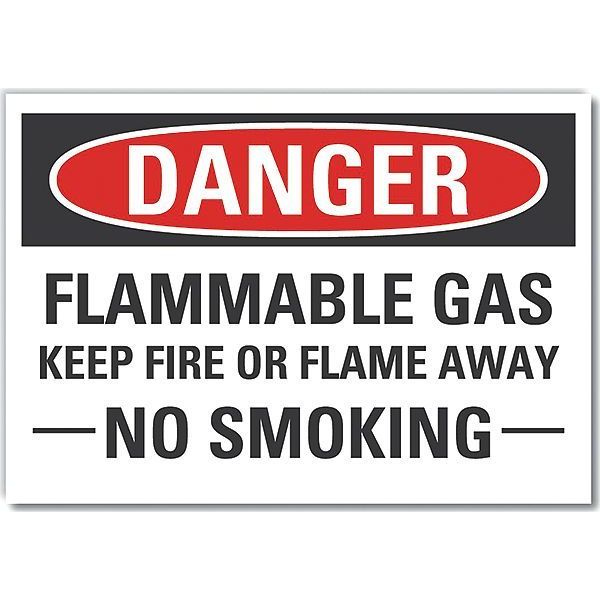 Lyle Flammable Gas Danger Label, 3 1/2 in H, 5 in W, Polyester, Horizontal Rectangle, LCU4-0634-ND_5X3.5 LCU4-0634-ND_5X3.5