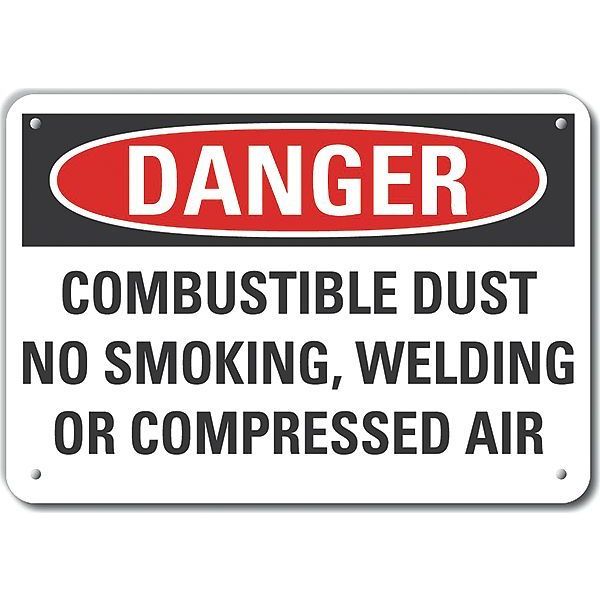 Lyle Reflective  Combustible Dust Danger Sign, 10 in Height, 14 in Width, Aluminum, Horizontal Rectangle LCU4-0658-RA_14X10