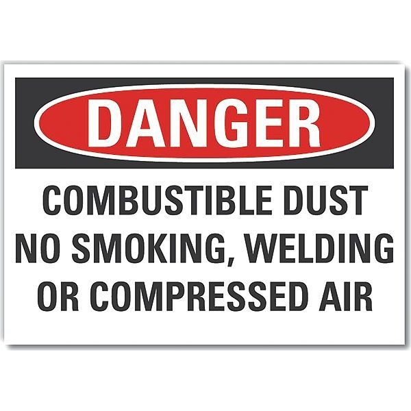 Lyle Combustible Dust Danger Label, 3 1/2 in H, 5 in W, Polyester, Horizontal Rectangle, LCU4-0658-ND LCU4-0658-ND_5X3.5
