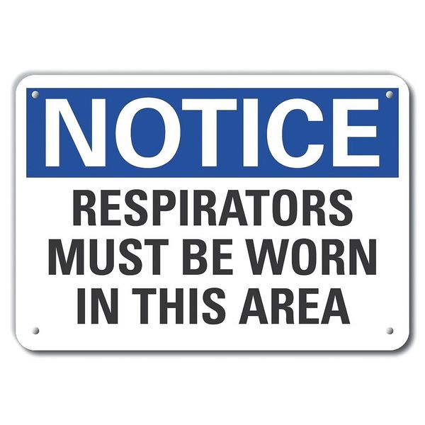 Lyle Respirators Must Notice, Aluminum, 14"x10" LCU5-0185-NA_14X10