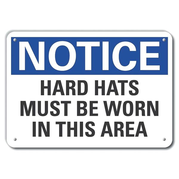 Lyle Hard Hats Must Be Notice, Plastic, 10"x7" LCU5-0172-NP_10X7