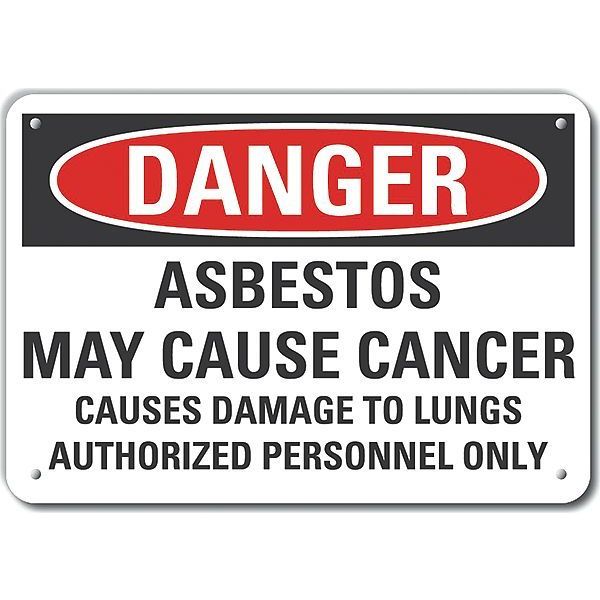 Lyle Plastic Asbestos Danger Sign, 7 in H, 10 in W, Vertical Rectangle, LCU4-0695-NP_10X7 LCU4-0695-NP_10X7