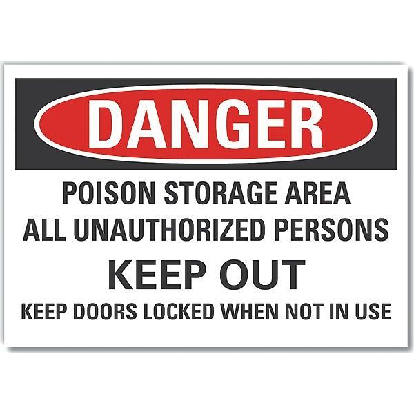 Lyle Decal, Danger Poison Storage, 5 x 3.5", 3 1/2 in Height, 5 in Width, Polyester, Horizontal Rectangle LCU4-0706-ND_5X3.5
