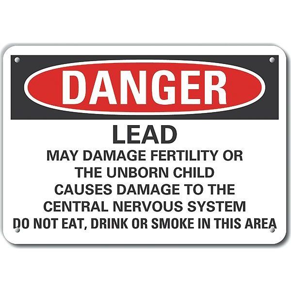 Lyle Aluminum Lead Hazard  Danger Sign, 7 in Height, 10 in Width, Aluminum, Vertical Rectangle, English LCU4-0719-NA_10X7