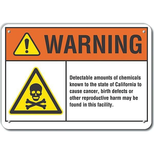 Lyle Reflective  Chemicals Warning Sign, 7 in Height, 10 in Width, Aluminum, Vertical Rectangle, English LCU6-0002-RA_10X7