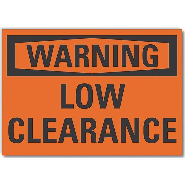 Lyle Decal, Warning Low Clearance, 7 x 5", Header Legend Color: Black, LCU6-0084-RD_7X5 LCU6-0084-RD_7X5