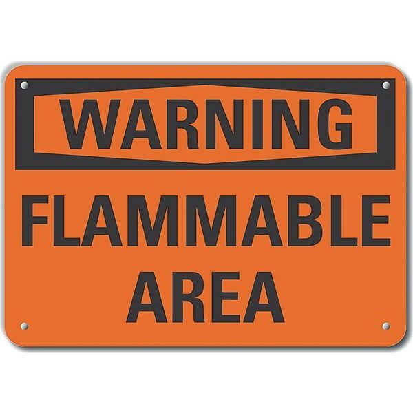 Lyle Aluminum Flammable Area Warning Sign, 10 in Height, 14 in Width, Aluminum, Horizontal Rectangle LCU6-0085-NA_14X10