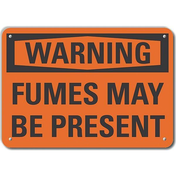 Lyle Plastic Fumes Warning Sign, 10 in Height, 14 in Width, Plastic, Horizontal Rectangle, English LCU6-0096-NP_14X10