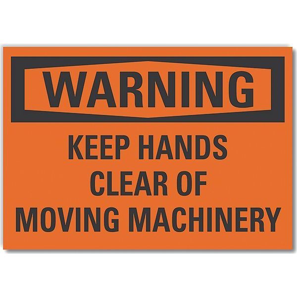 Lyle Decal, Reflective, Warning Keep Hands, 5 x 3.5", 3 1/2 in Height, 5 in Width, Reflective Sheeting LCU6-0124-RD_5X3.5