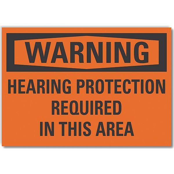 Lyle Decal, Warning Hearing, 14 x 10", Sign Material: Vinyl LCU6-0132-RD_14X10