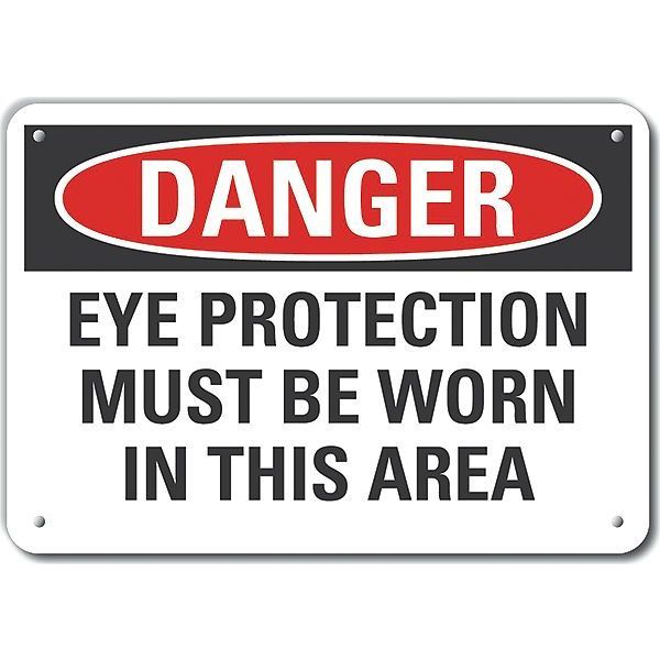 Lyle Decal, Danger Eye Protection, 10 x 7", Sign Material: Recycled Aluminum LCU4-0589-NA_10X7