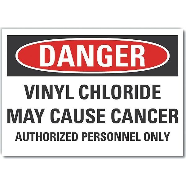 Lyle Vinyl Chloride Danger Label, 10 in Height, 14 in Width, Polyester, Horizontal Rectangle, English LCU4-0670-ND_14X10