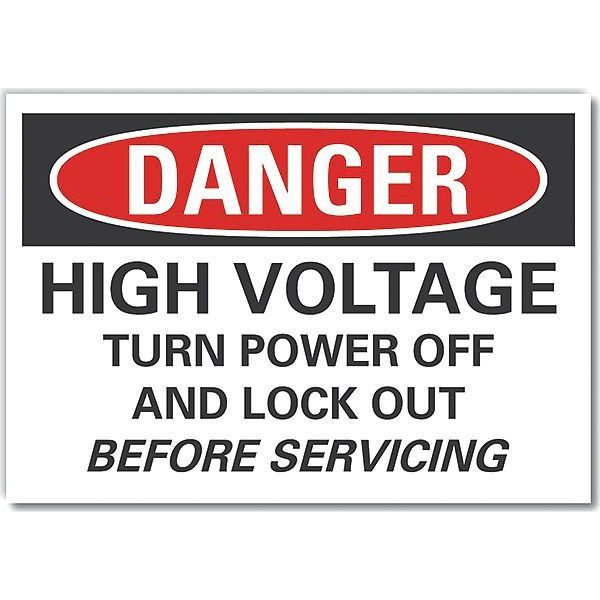 Lyle Decal, Danger High Voltage, 7 x 5", Sign Legend Text Color: Black LCU4-0669-RD_7X5