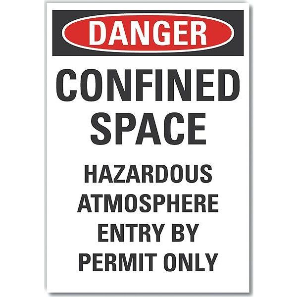 Lyle Decal, Danger Confined Space, 14 x 10", LCU4-0664-RD_14X10 LCU4-0664-RD_14X10
