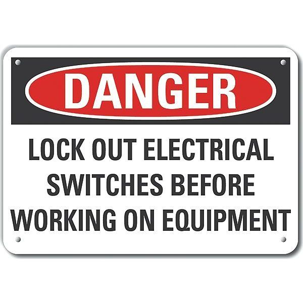 Lyle Decal, Danger Lock Out Electrical, 14x10", Legend Style: Text LCU4-0666-RA_14X10