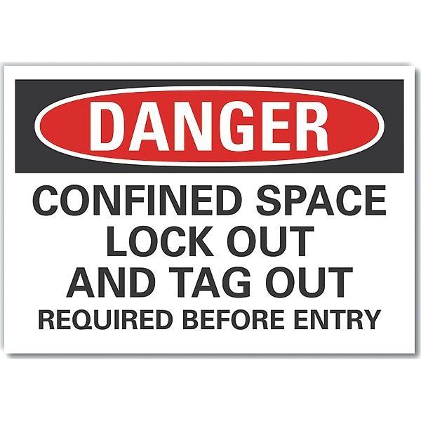 Lyle Decal, Danger Confined Space, 7 x 5", LCU4-0667-RD_7X5 LCU4-0667-RD_7X5
