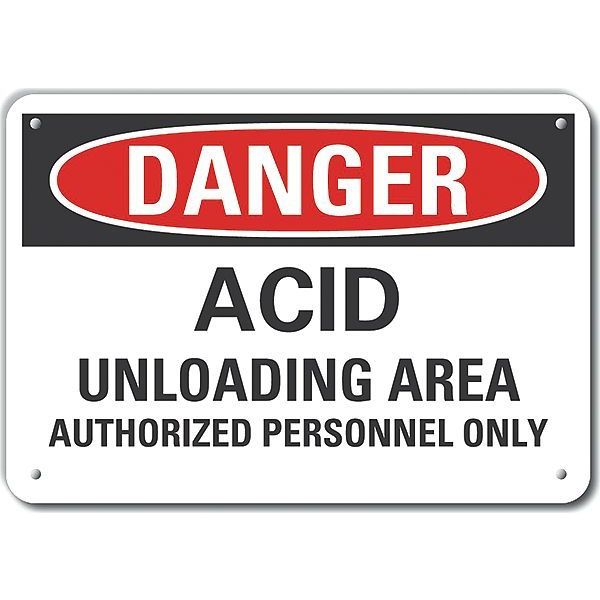 Lyle Reflective Acid Danger Sign, 10 in H, 14 in W, Horizontal Rectangle, English, LCU4-0615-RA_14X10 LCU4-0615-RA_14X10